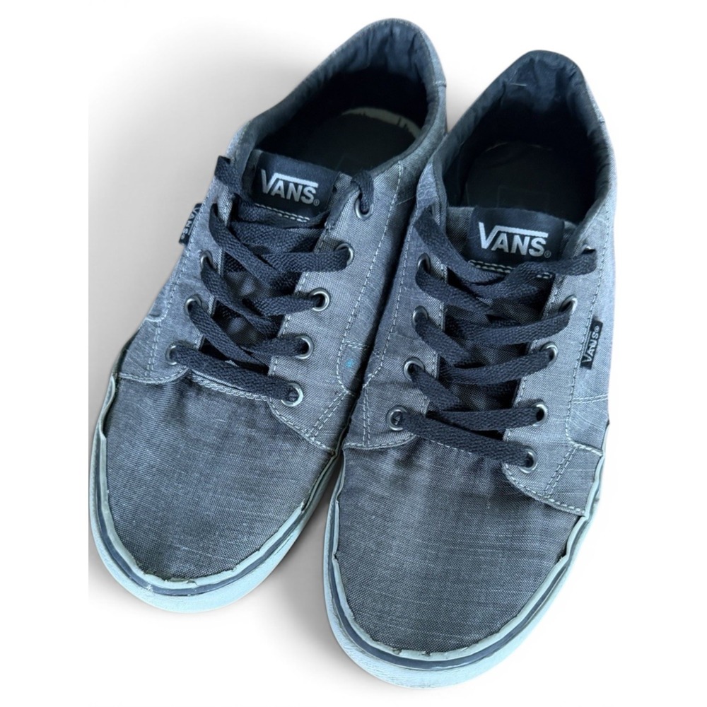 Vans Bishop Grey Textile skate shoes low-top canvas upper black laces Sz 9.5